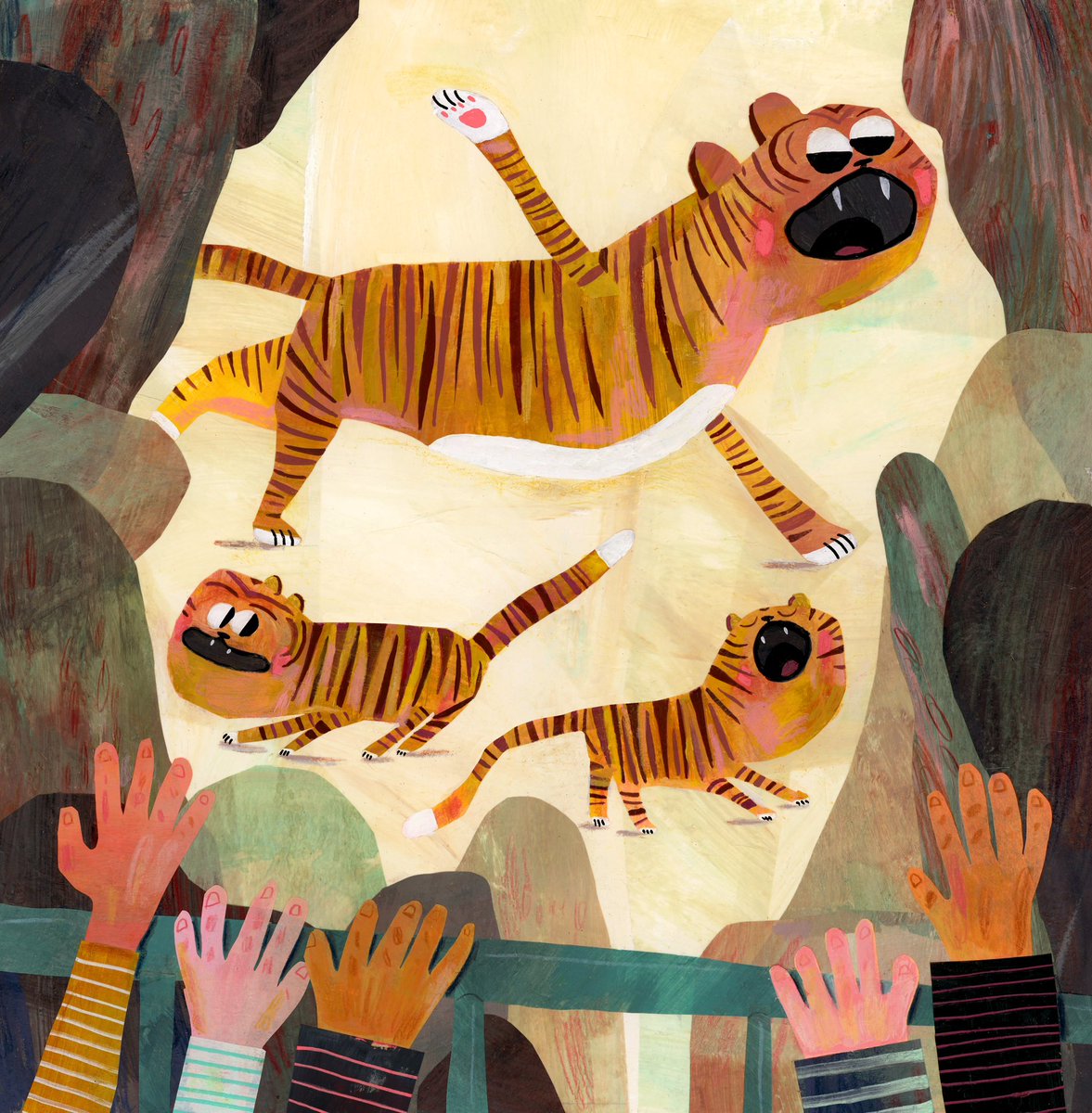 What animal at the zoo would you want to wave back at you? Imagine a zebra just winking your way or a hippo bowing to you out of respect. This here tiger is happy to see your smiling face. 

I made this piece a long time back. #kidlitart #kidlitillustration