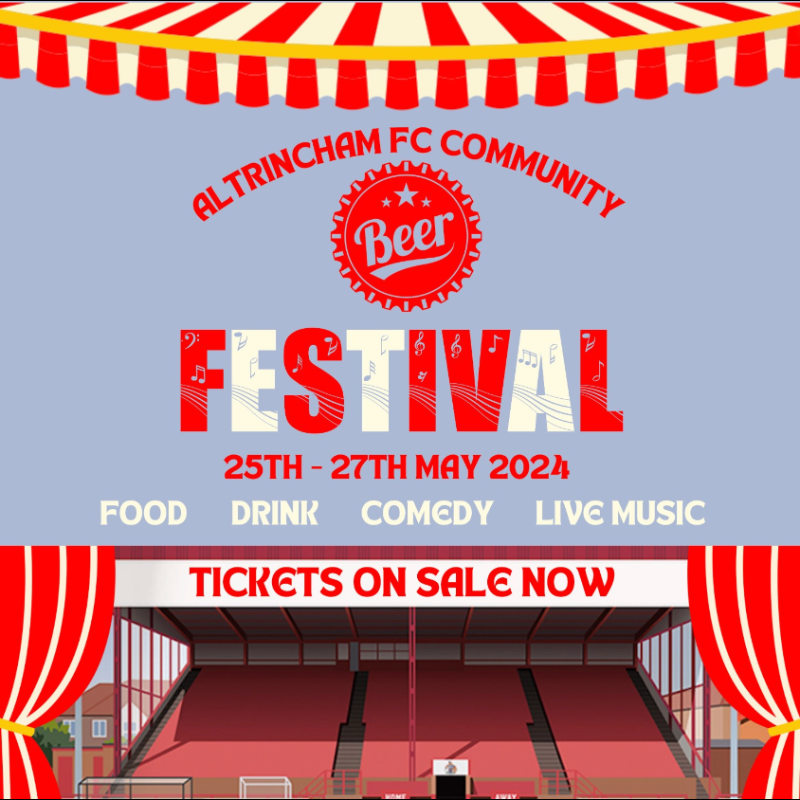 Our Community Beer Festival is 3⃣ weeks away 👀 Drink, food, music + comedy. There's loads on at the @JDavidsonScrap Stadium between 25-27 May. % of ticket sales to go towards supporting @AFC_Comm_Sports local projects ❤️ ℹ️ tinyurl.com/4w9h4bwr 🎟️ tinyurl.com/yzfbebsf