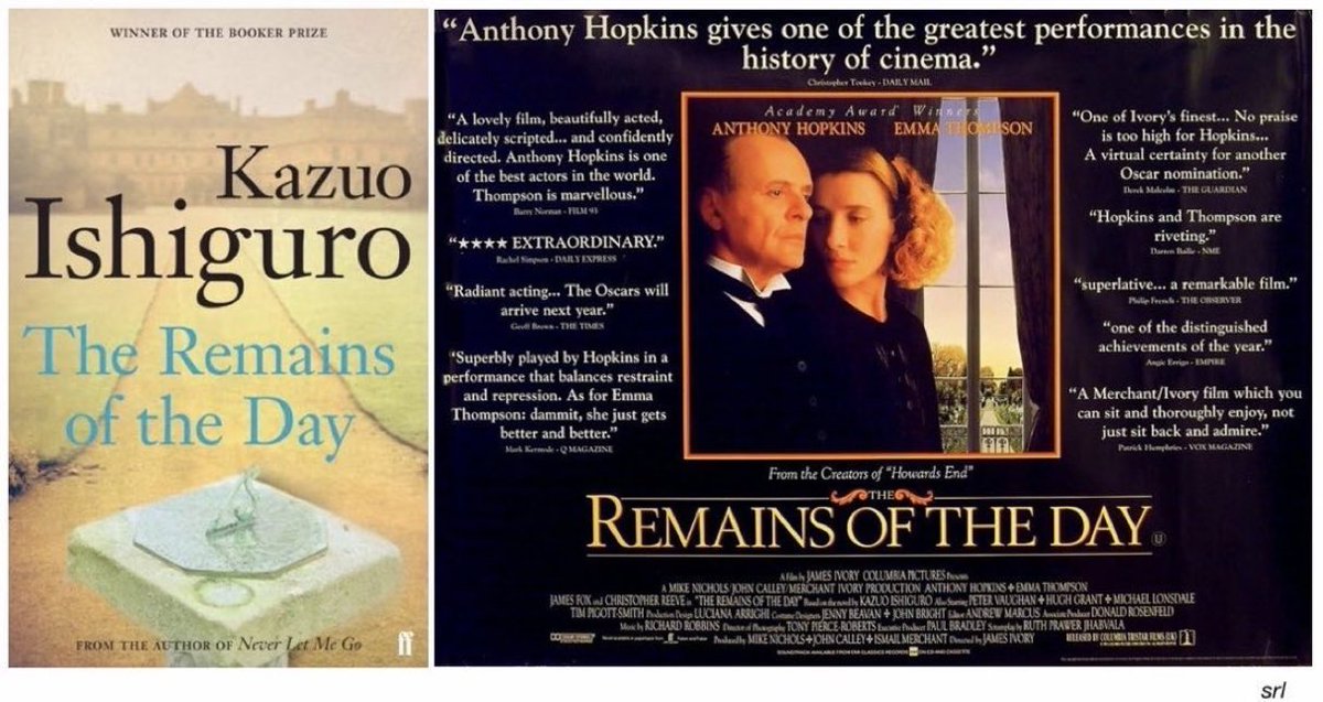 6:20pm TODAY on @Film4  👉joint #TVFIlmOfTheDay

The 1993 film🎥 “The Remains of the Day” directed by #JamesIvory from a screenplay by #RuthPrawerJhabvala 

Based on #KazuoIshiguro’s 1989 novel📖

🌟#AnthonyHopkins #EmmaThompson #JamesFox #ChristopherReeve #PeterVaughan
