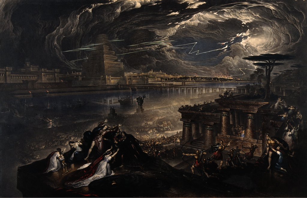The Fall of Babylon; Cyrus the Great Defeating the Chaldean (1831), by John Martin