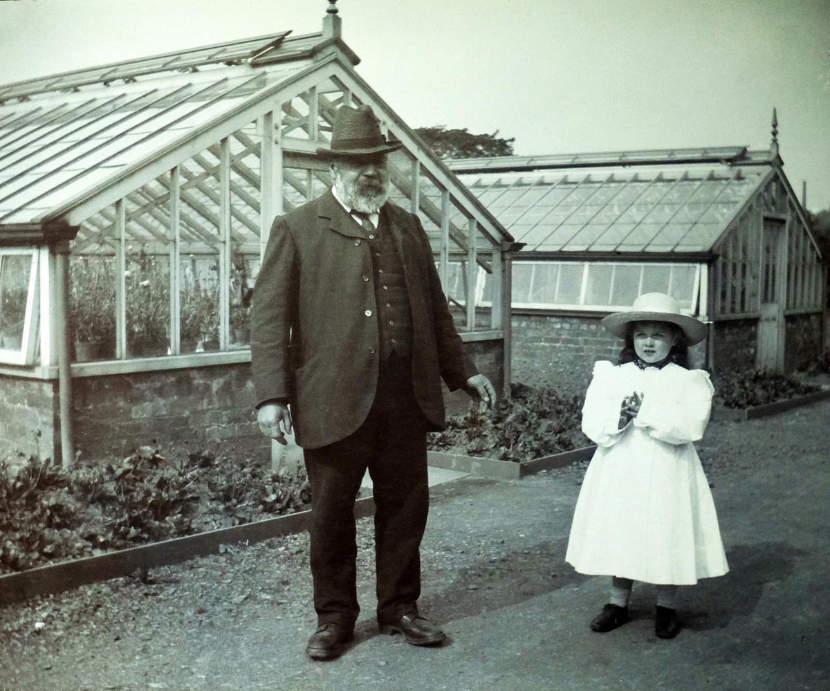 We have researched many treasured historic photographs from #HaighHall 🌹Here is Haigh’s head gardener, Mr Johnson in the Bothy Yard with young Lady Margaret Lindsay circa 1906🌹With funding from @HeritageFundNOR this entire area will be restored🌹Thank you @HeritageFundUK