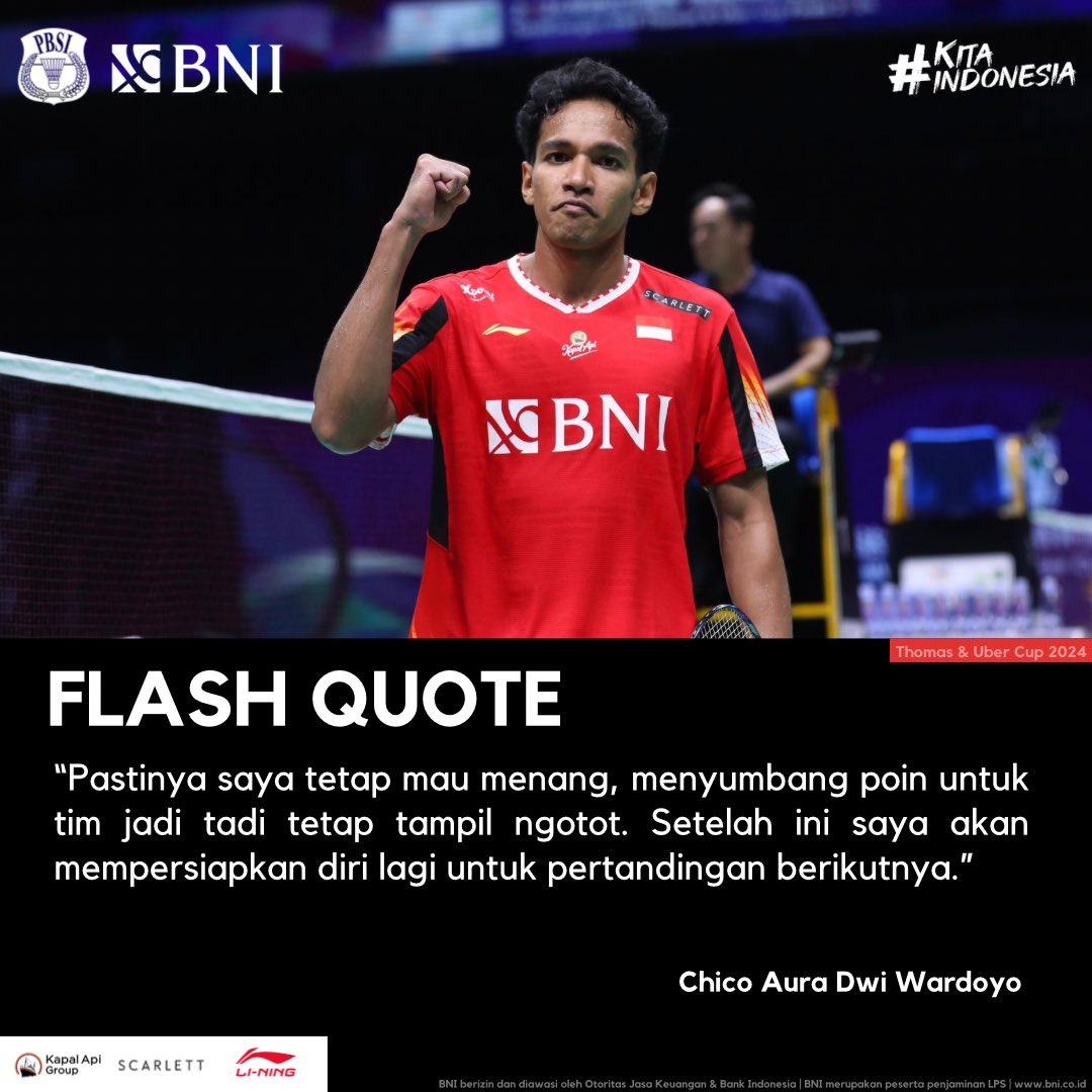 Chico Aura Dwi Wardoyo menilai penampilan Srikanth di gim pertama dan kedua solid. Chico mengaku kesulitan meladeni pukulan-pukulan kencang dari Srikanth. Tak ingin menyerah, Chico tampil ngotot dan berhasil keluar sebagai pemenang. Chico berjanji jaga konsistensi untuk laga