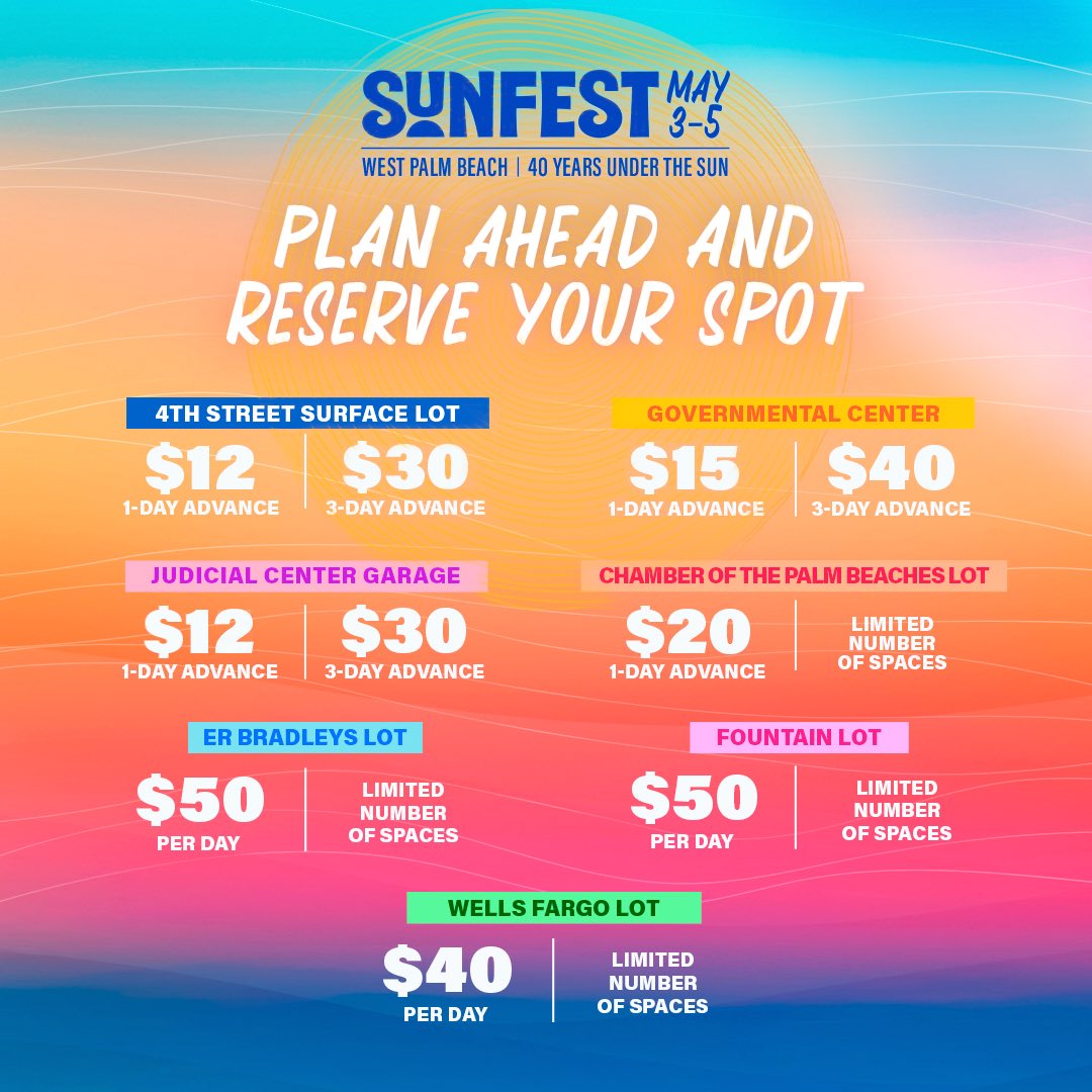 SunFest necessities. Download the SunFest app for everything you need: artist schedules, festival map, packing list, prepaid parking, and more! 📱☀️ Find it in your app store! PS. Register to win upgrades in the ford experience! #sunfest #sunfest2024 #sunfestapp #festival