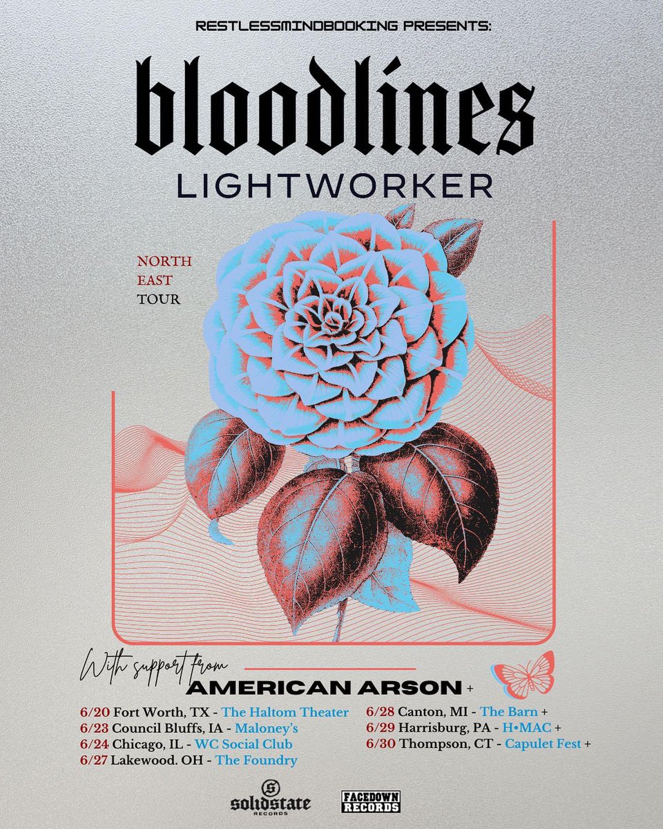 🚨TOUR ANNOUNCEMENT🚨

We're heading out North East to play some shows on our way to Capulet Fest w/ our boys in @BloodlinesTx and we'll be meeting up w/ @AmericanArson(+) along the way for a handful of dates!!!

MORE Dates TBA!