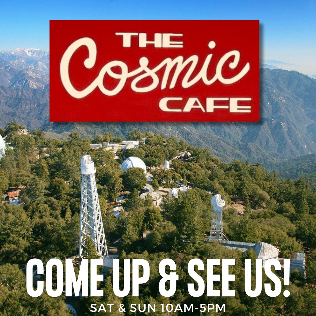 The Cosmic Cafe is a welcoming & refreshing destination at the end of the road or trail - all purchases help preserve this famous Observatory! Sats/Suns 10AM-5PM offering sandwiches, salads, & sweet treats. Tour tix, Forest Adventure Passes & souvenirs are also sold at the Cafe.