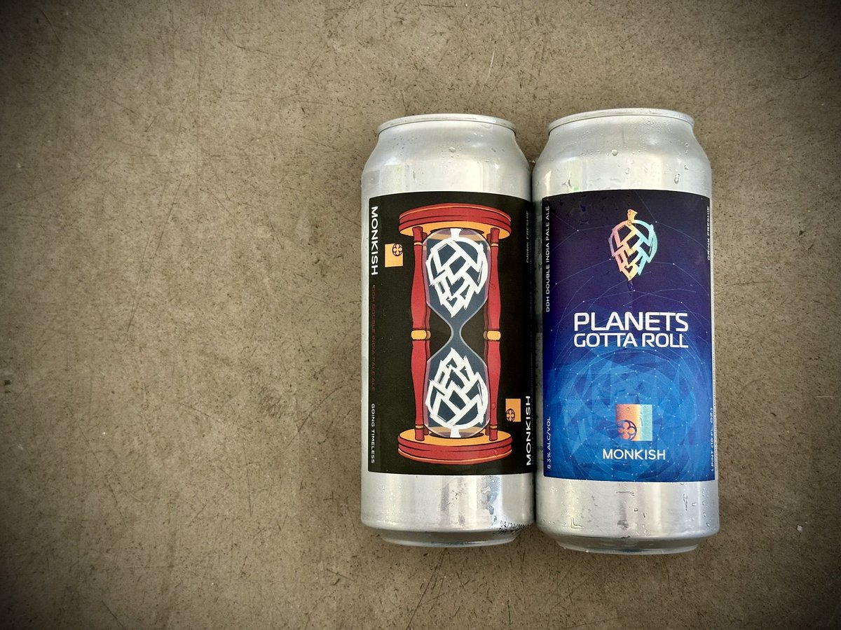 TODAY… ⏳ GOING TIMELESS - Double Dry Hopped (DDH) Double IPA with Citra and Strata 8.1% 🌏 PLANETS GOTTA ROLL - DDH Double IPA featuring Galaxy hops 8.3% Hours in Torrance and Anaheim 12-9p 📦 California shipping monkishbrewing.com/monkshop