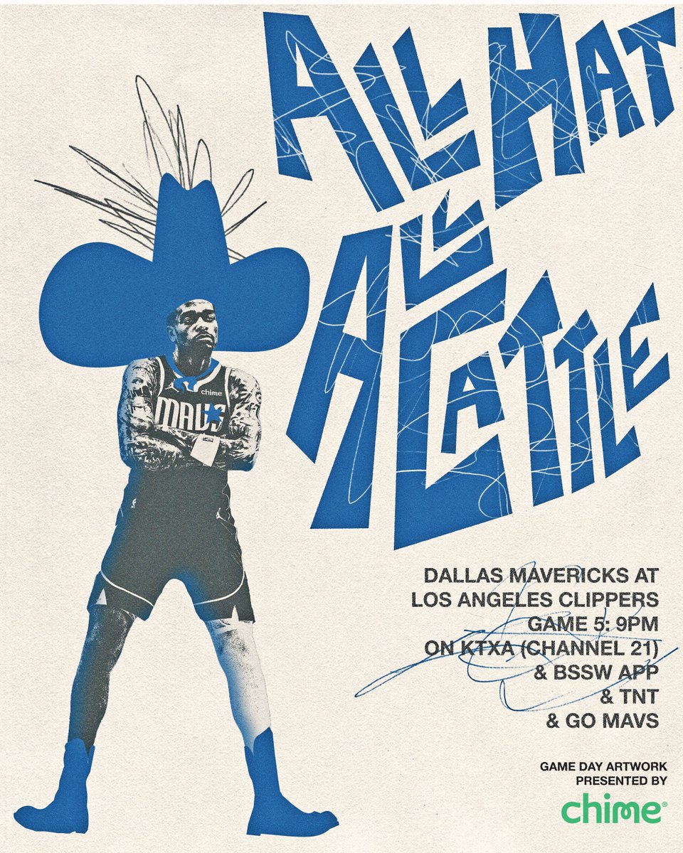 Dallas Mavericks (@dallasmavs) on Twitter photo 📍 Los Angeles
🏀 Game 5
🆚 <a href="/LAClippers/">LA Clippers</a>
⌚ 9PM CT
📺 <a href="/NBAonTNT/">NBA on TNT</a>, KTXA & BSSW App
📻 92.5 FM and 99.1 FM 📍 Los Angeles
🏀 Game 5
🆚 <a href="/LAClippers/">LA Clippers</a>
⌚ 9PM CT
📺 <a href="/NBAonTNT/">NBA on TNT</a>, KTXA & BSSW App
📻 92.5 FM and 99.1 FM