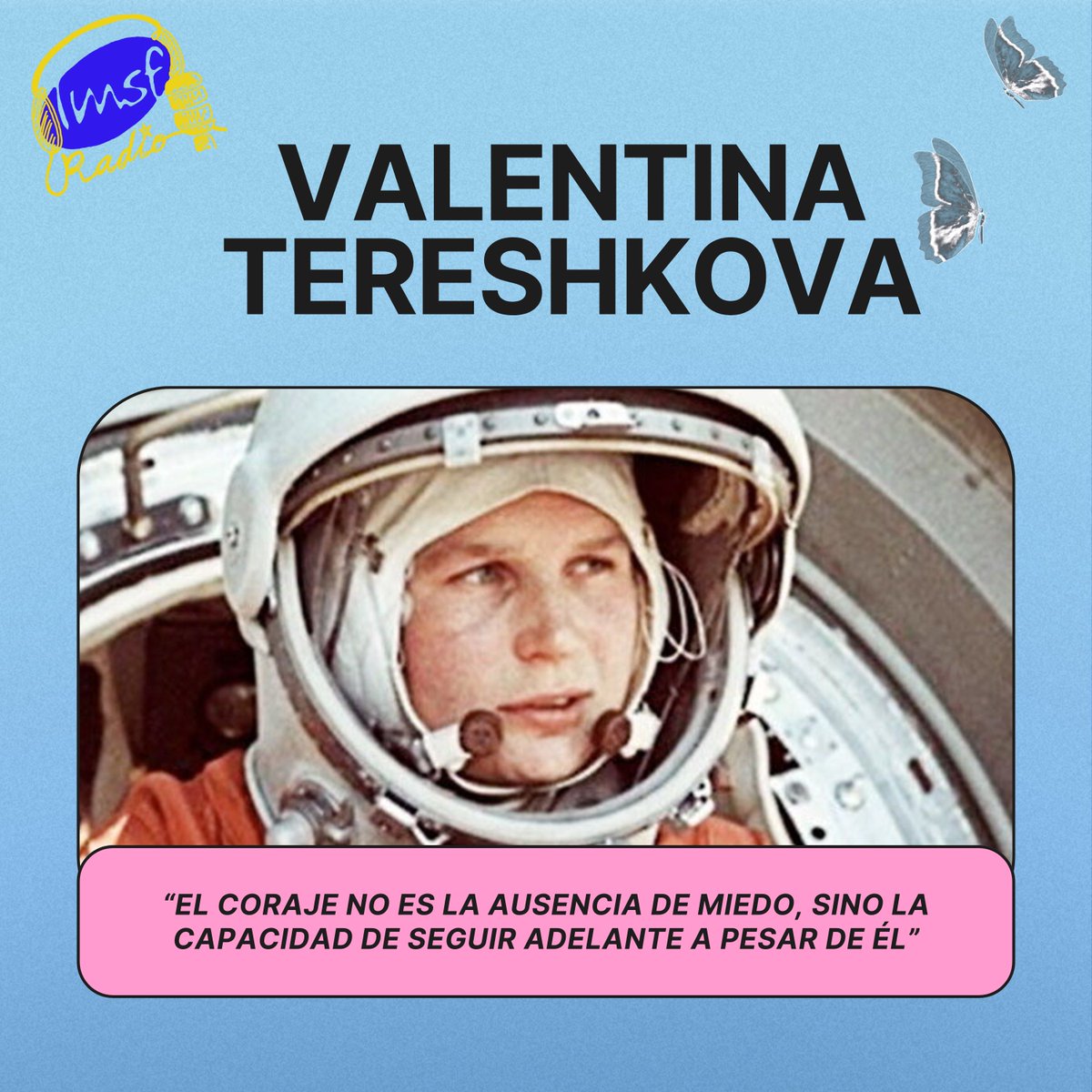 Escucha la ficción sonora sobre Valentina Tereshkova en el siguiente enlace y sigue nuestro programa 'Imperfectas', basado en el libro de #VioletaMonreal. go.ivoox.com/rf/128170567 #OlimpiadadeTalentODS #Imperfectas #RadioLMSF #RadioEscolar #MujeresPioneras #ValentinaTereshkova