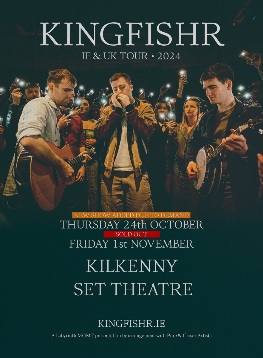 𝗦𝗘𝗖𝗢𝗡𝗗 𝗦𝗛𝗢𝗪 𝗔𝗗𝗗𝗘𝗗 𝗗𝗨𝗘 𝗧𝗢 𝗣𝗛𝗘𝗡𝗢𝗠𝗘𝗡𝗔𝗟 𝗗𝗘𝗠𝗔𝗡𝗗 Kingfishr Thursday 24 October Set Theatre Kilkenny Tickets on sale Friday at 10am from set.ticketsolve.com