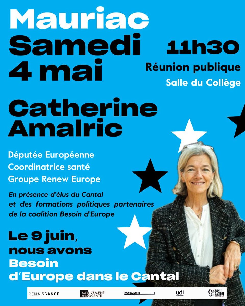 je vous retrouverai samedi 4 Mai à Mauriac pour échanger sur notre 'besoin d'Europe'.