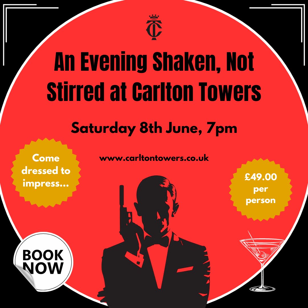 Come dressed to impress and enjoy a delicious three-course meal at Carlton Towers. After your meal, visit our 'Venetian' Casino Royale and try your luck on a choice of casino tables... 📅 Saturday 8th June 🎟️ loom.ly/_ISU-ZY