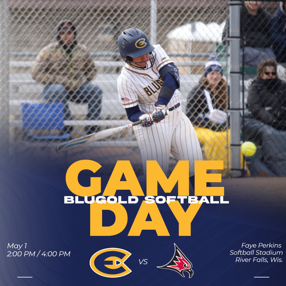 ⚔️BATTLE OF THE BIRDS🦅 We take our final road trip of the regular season to River Falls this afternoon! Catch all the action at blugolds.com! #BeHeroic #RollGolds