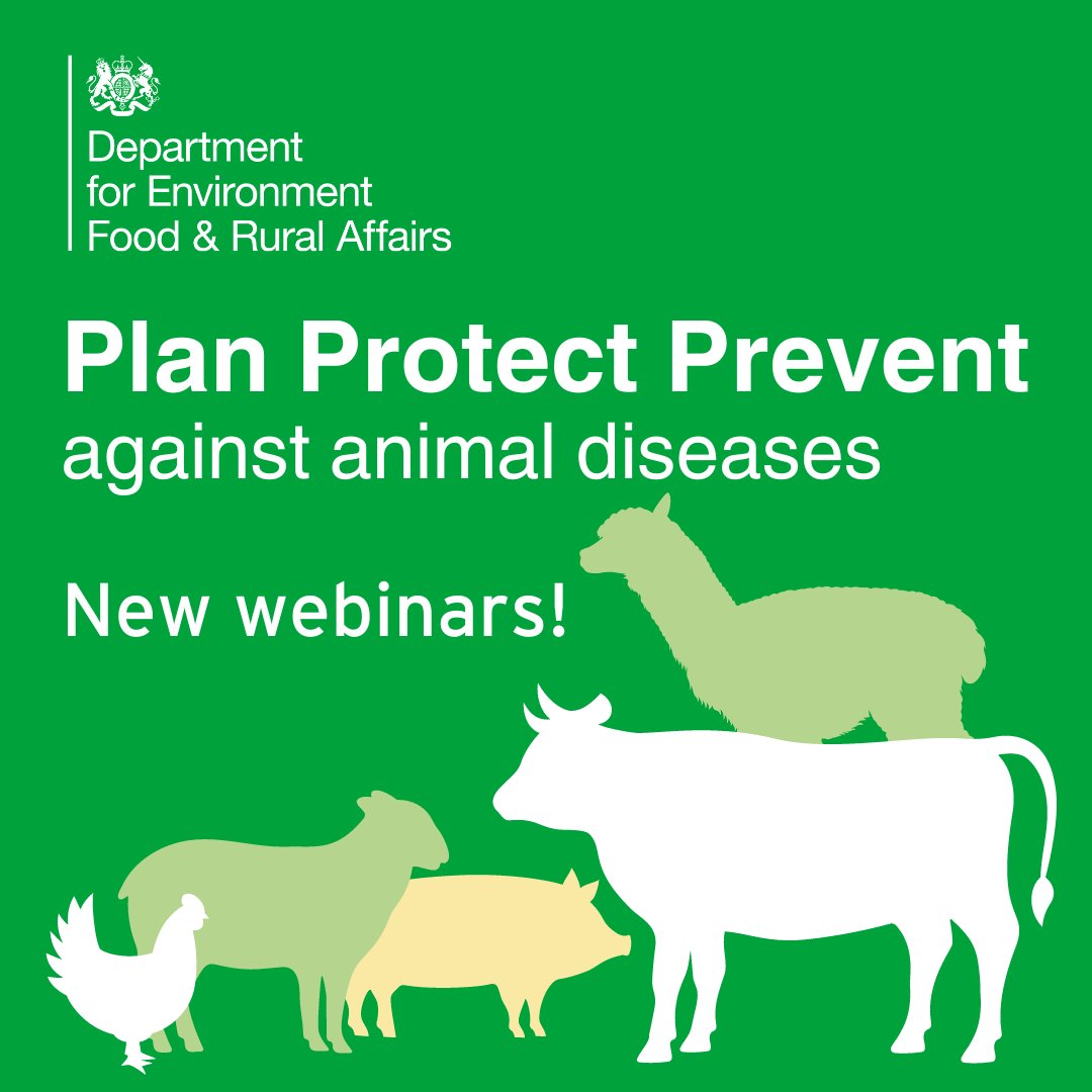 Are you organising a #show/#event where livestock, camelids or poultry will be present? Register for our free webinar on 3 May 4:00 - 5:30pm. Find out what you should consider, prepare for & the actions you must take to protect the health of animals. gov.uk/government/pub…