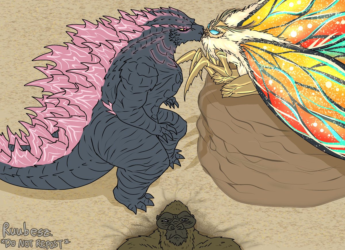 ゴジラ 「Ngl kinda feel bad for Kong #GodzillaXKo」|Ruubesz drawのイラスト