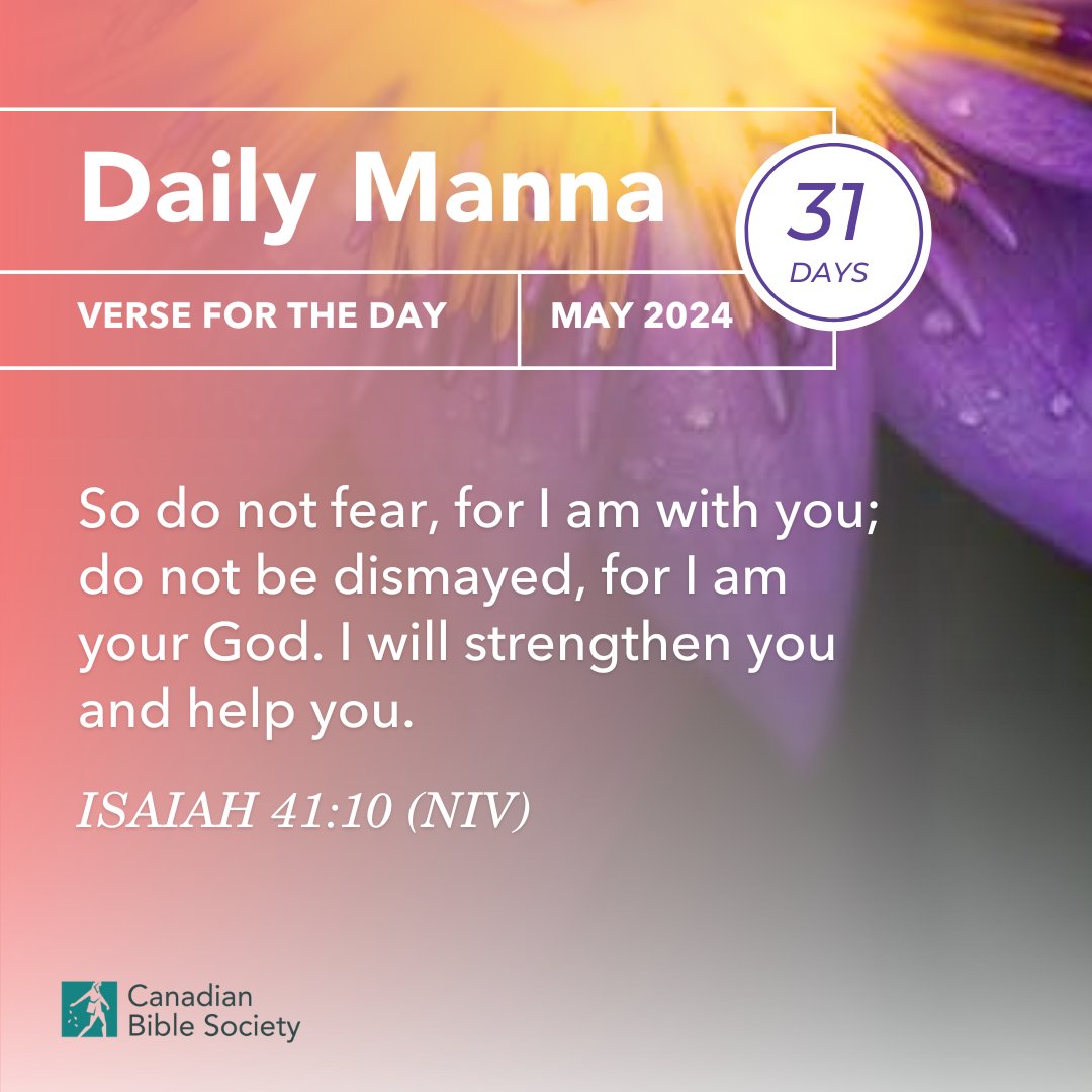 The Daily Manna is available for the month of May. Get yours today. Click the link below to find out how you can access His daily provision. biblesociety.ca/scriptures-dai… #bible #dailymanna #freeresources #scriptures #bible #bibles #biblesaying #inspirationalquote