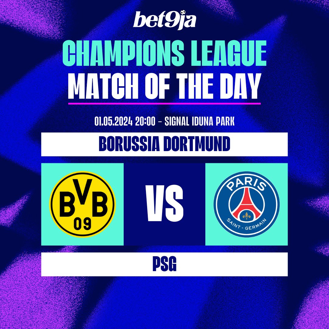 The #UCL is BACK! 😍

Borussia Dortmund vs PSG - Predict the score correctly & you could be 1 of 5 winners to receive a share of ₦100,000💰

1 entry per person & any entries after kick-off will not be counted ❌

Leave your predictions, #Bet9jaUCL & Bet9ja User ID below! 👇