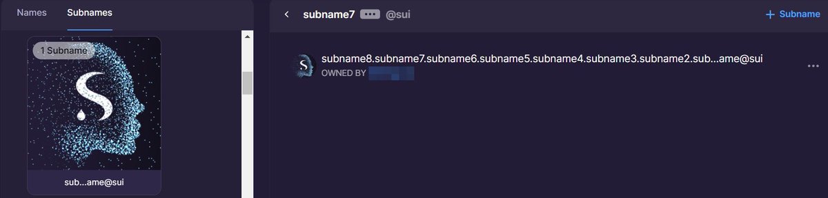Activated Day 1 NFT holders are already testing the coming Subnames feature! 💥#OwnYourIdentity and expand it as you wish! #Sui #SuiNS
