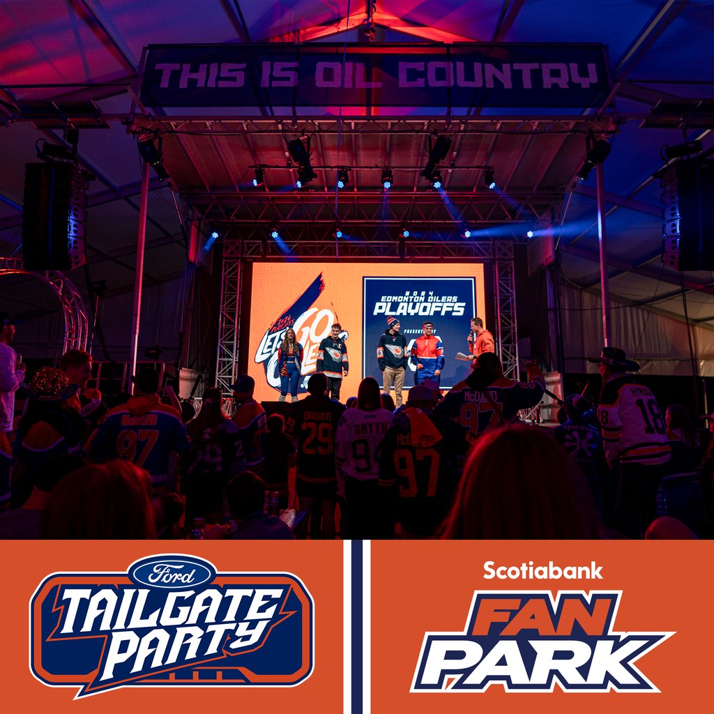 🧡💙 PLAYOFF GAME DAY!!⁠ Game 5️⃣ goes TONIGHT and #IceDistrict is once again the place to be for the best @EdmontonOilers watch parties in the city! ⁠ The @FordCanada Tailgate Party, @Scotiabank Fan Park and the @Molson_Canadian Hockey House open at 6:30 PM!