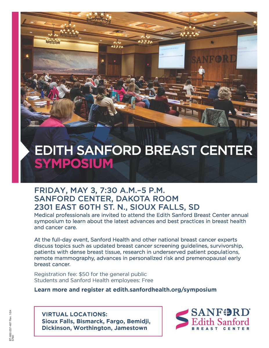 Sanford Researcher Dr. Anu Gaba will be presenting on Breast Cancer in the American Indian/Alaskan Natives population at the annual Edith Sanford Breast Center annual symposium. bit.ly/3QnoJhR