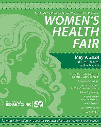 Our annual Women's Health Fair is a week away!Join us on May 9th at 8 am, located at 4913 W. Reno Ave, for a day dedicated to your well-being. Appointments are required, so call us today at 405-948-4900 ext 600 to reserve your spot. #OKCIC #NativeHealth