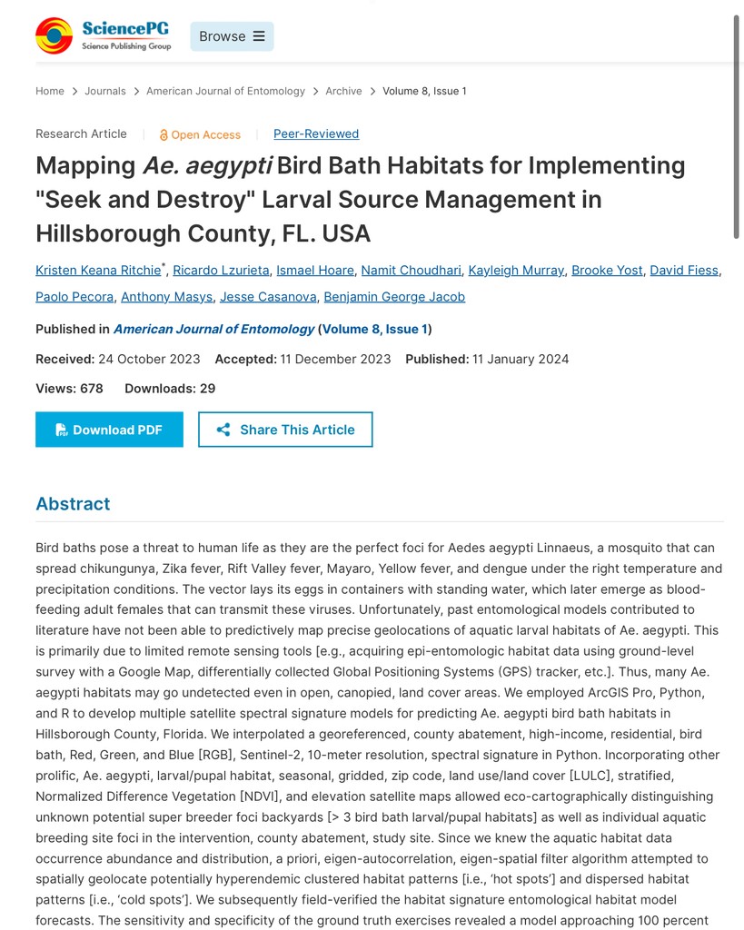 Salud Latina USF faculty, Drs. Izurieta and Hoare were recently published in the American Journal of Entomology. 

For the full article: sciencepg.com/article/10.116…

@usfhealth <a href="/usfcoph/">USF Public Health</a> <a href="/calvoae4/">Arlene Calvo</a> <a href="/CienciaPTY/">Ciencia En Panamá   #CienciaEnPanamá</a> <a href="/indicasat/">INDICASAT-AIP</a> <a href="/InstitutoGorgas/">Instituto Conmemorativo Gorgas</a> <a href="/pahowho/">PAHO/WHO</a>