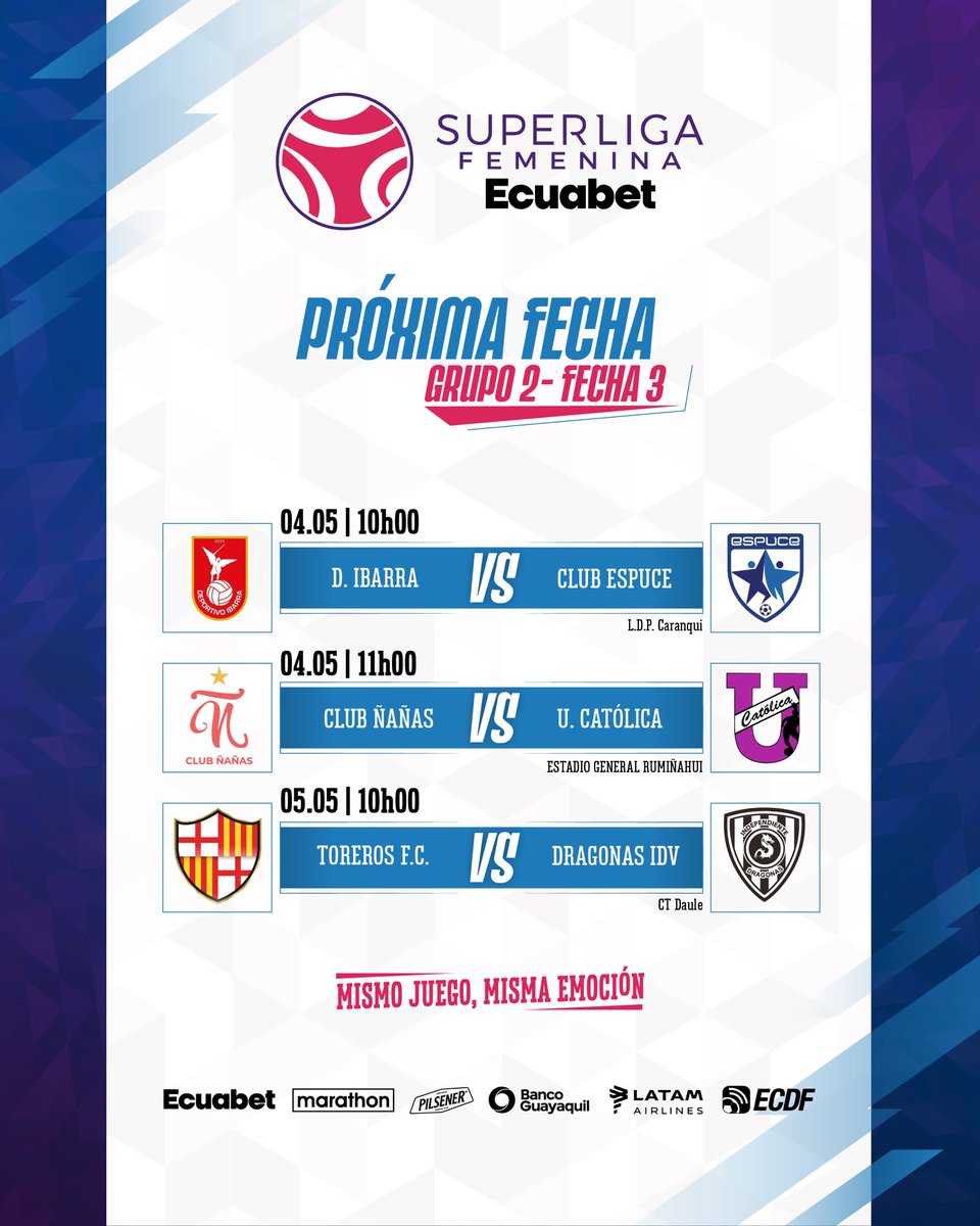 🔥 Continúa la Superliga Femenina Ecuabet 🗓️ Programación Fecha 3