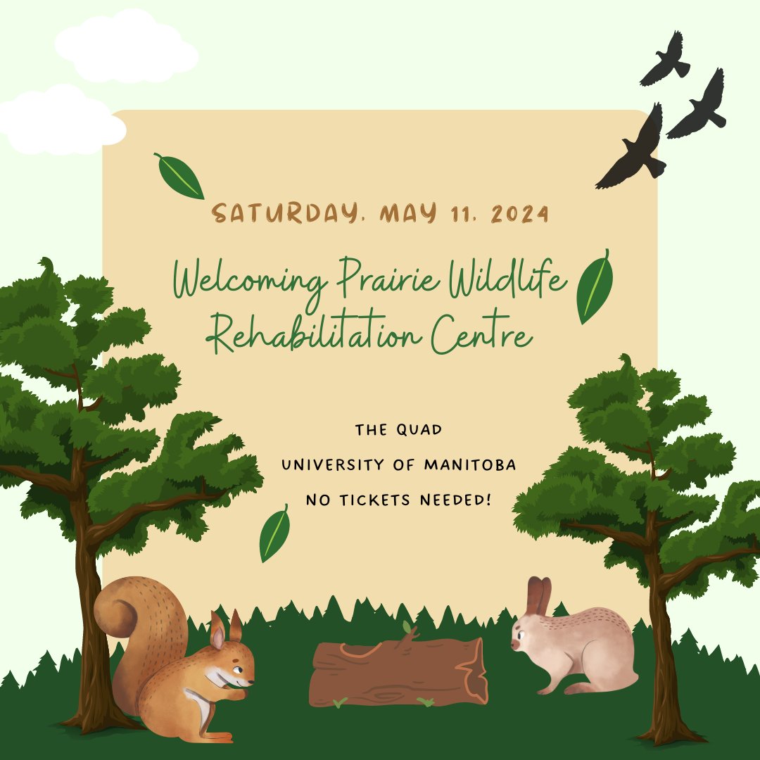 Join us for an inspiring experience at the Prairie Wildlife Rehabilitation Show during Science Rendezvous! 🥳 Save the date: Saturday, May 11, 11 a.m. - 3 p.m., at UManitoba's Fort Garry Campus. #UMScience #UManitoba #UManitobaSci #ScienceRendezvous