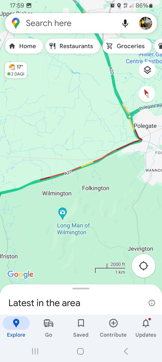 A27 Eastbound slow and Queuing traffic Wilmington to polegate @SylvMelB @BBCSussex @hailshamfm @hawkinthebury @SussexIncidents