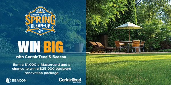 Win BIG this spring with CertainTeed and Beacon! You can earn a $1,000 gift card or win one of three $25,000 backyard renovation packages. Register now!

go.becn.com/l/269902/2024-…

#Beacon #CoatingsCoffeeShop #RoofCoatings #RoofingContractor #RoofersCoffeeShop #RoofRepair