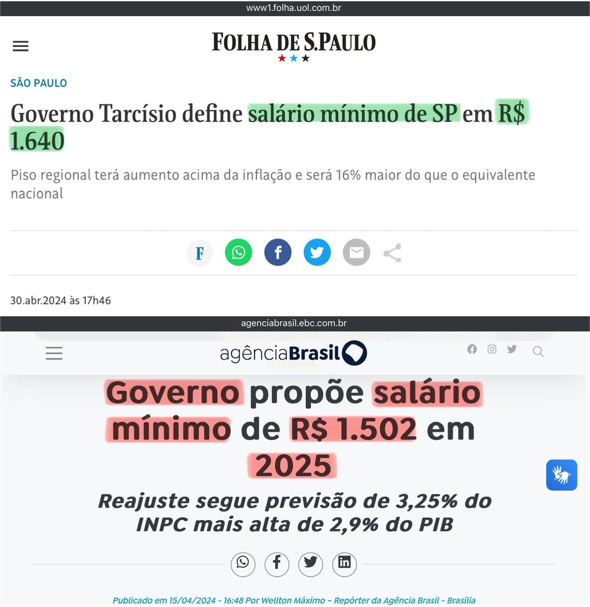 SP em 2024 já tem um salário mínimo 16% maior do que o nacional ( R$ 1.412 ) e o previsto para 2025. Petista vai rejeitar o aumento ?