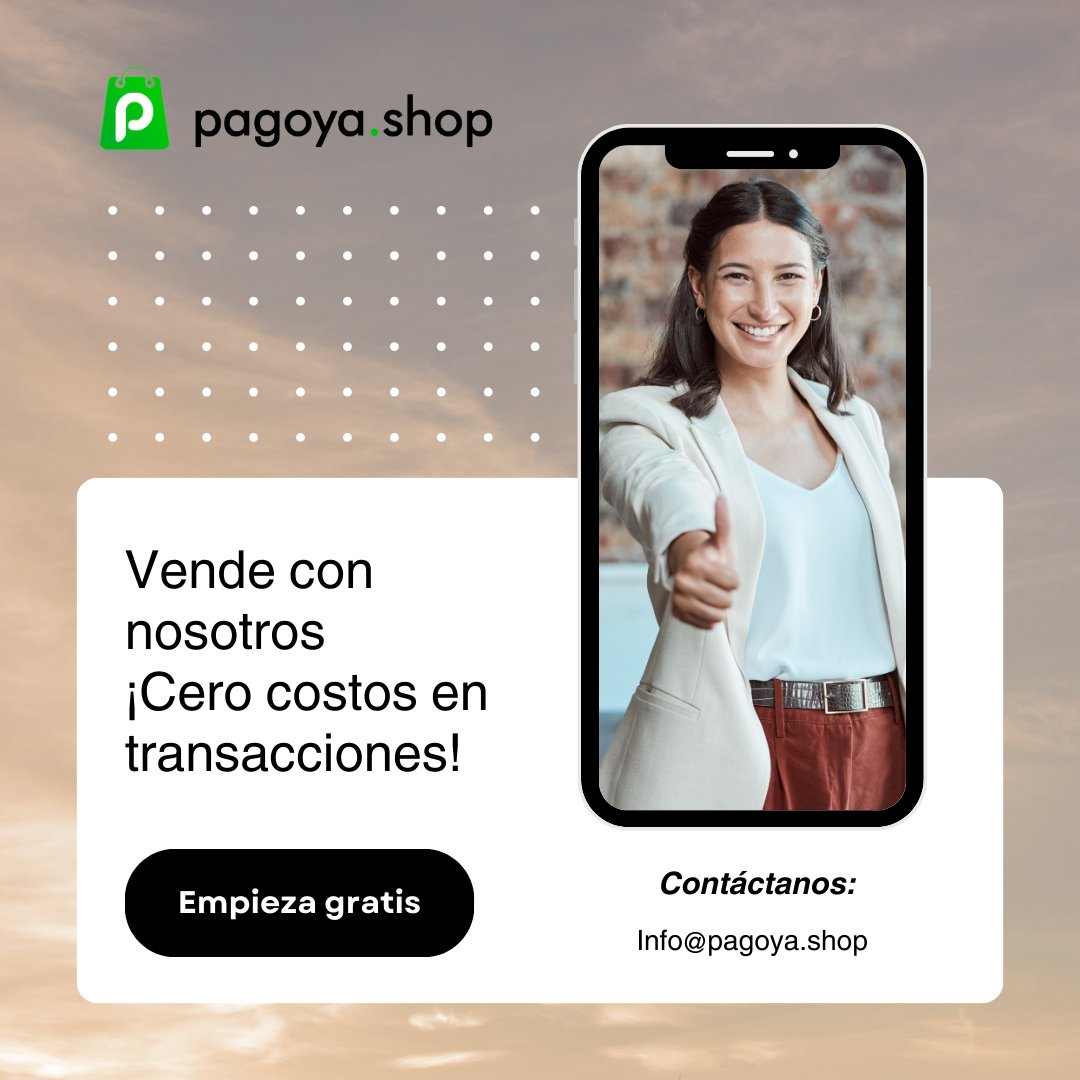 Olvídate de cargos por transacción y comisiones por venta. Con nosotros, puedes comenzar tu negocio en línea sin preocupaciones financieras. ¡Empieza hoy mismo! 💻🛍️

#pagoya #tiendavirtual #sincomisiones #emprendimiento #negocioenlinea