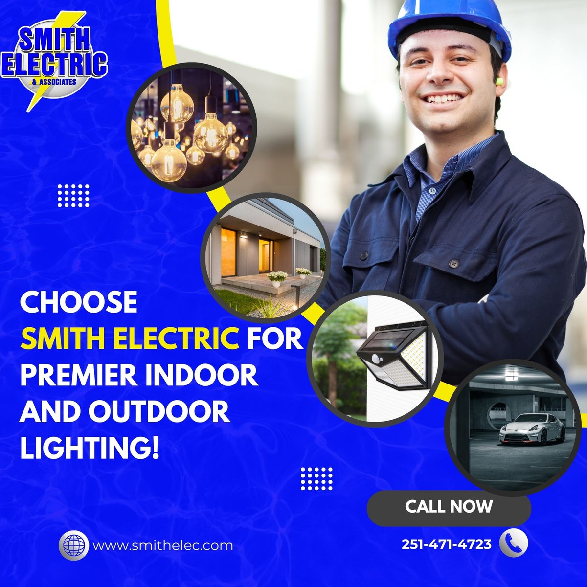Illuminate your space with Smith Electric's indoor and outdoor lighting services. From motion lights to parking lot lighting, we've got the expertise to brighten up any area. Contact us for a consultation! #LightingExperts #BrightIdeas