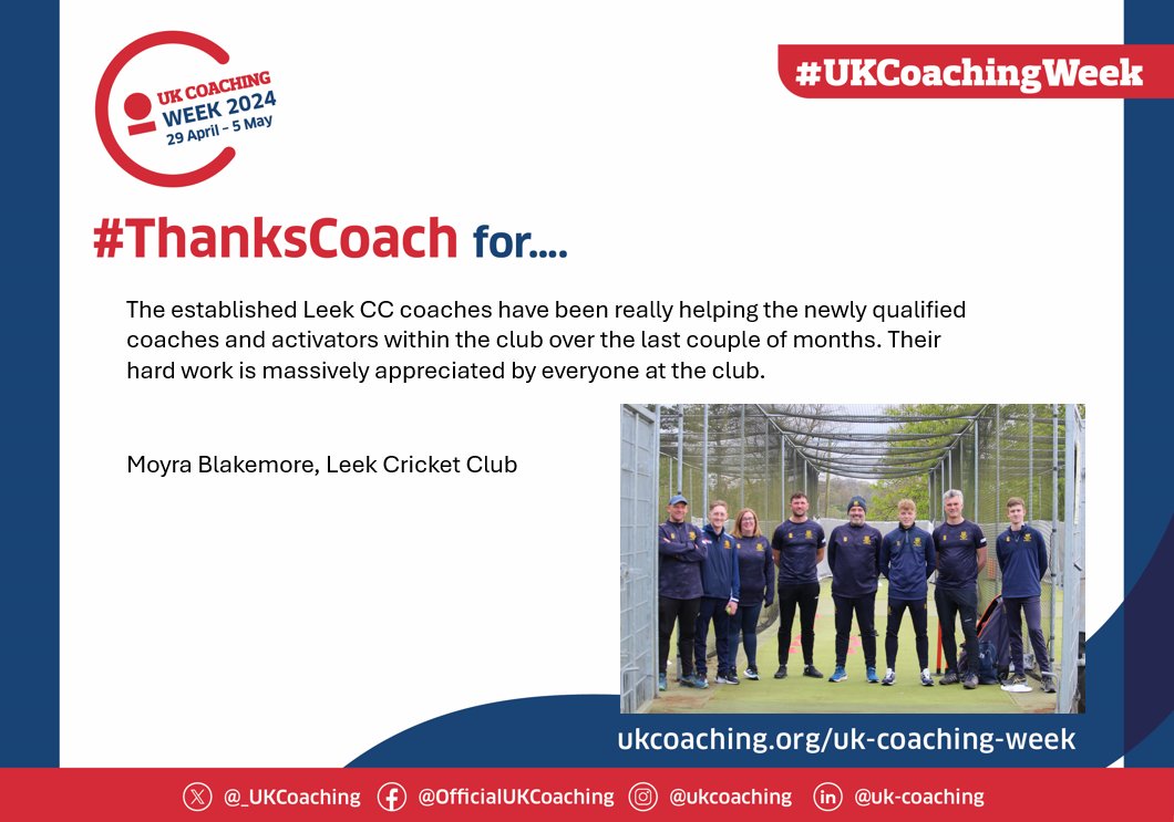 #ThanksCoach #UKCoaching Week Thanks to Leek CC for sending this one in🏏