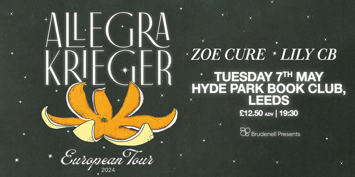NEXT TUESDAY - American singer-songwriter @allegramkrieger takes to @HPBCLeeds now with added support from the incredible Zoe Cure & Lily CB ✨ This will be stunning - make sure you've got your ticket below to avoid missing out. 👇 ➡️️ bit.ly/AllegraKrieger…