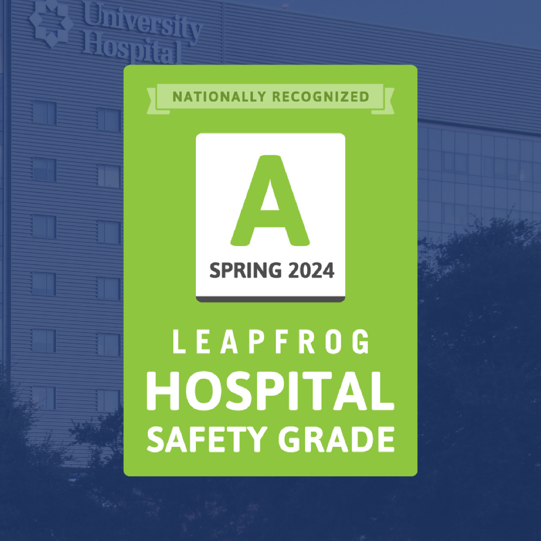 University Health’s two hospitals & multiple outpatient clinics have earned an “A” #HospitalSafetyGrade from @LeapfrogGroup.

“Continued recognition of our exceptional performance demonstrates of our commitment to high-quality care,” said Dr. Bryan Alsip, University Health’s CMO.