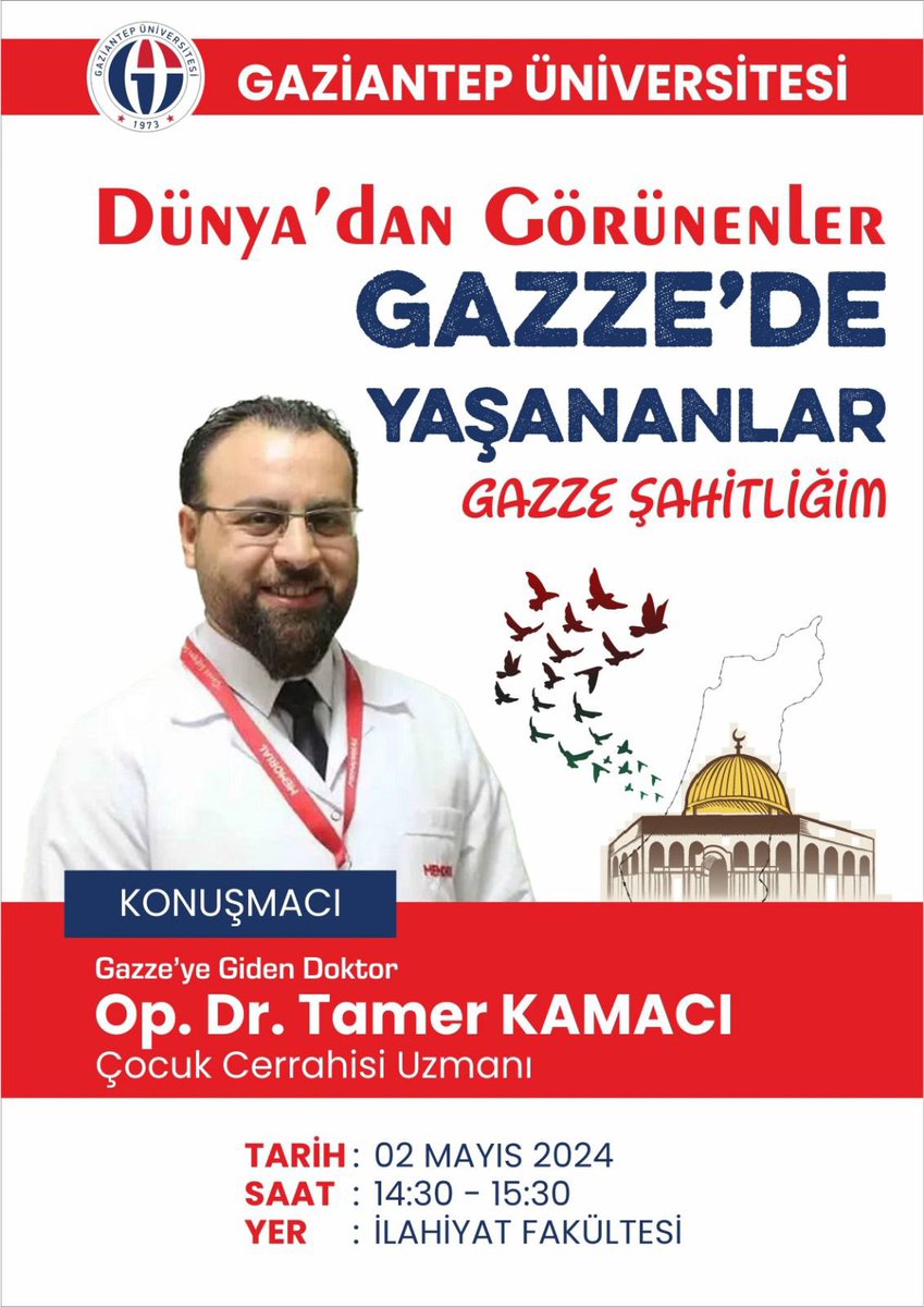 Gazze'ye gönüllü hekim olarak giden çocuk cerrahisi uzmanı Op. Dr. Taner Kamacı, orada gördüklerini ve yaşadıklarını Gaziantep’te anlatacak.