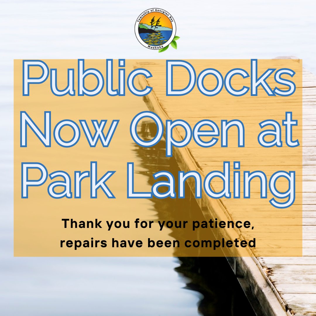 Thank you for your cooperation, the Public Docks at Park Landing, Honey Harbour are now re-opened. 
#BringOnSummer #GeorgianBay