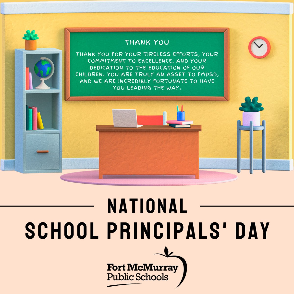 FMPSD would like to extend our heartfelt thank you to all our school principals who put in their tireless efforts each day to make our Division a success. Happy National School Principals' Day! @annaleeskinner #FMPSD #YMM #RMWB