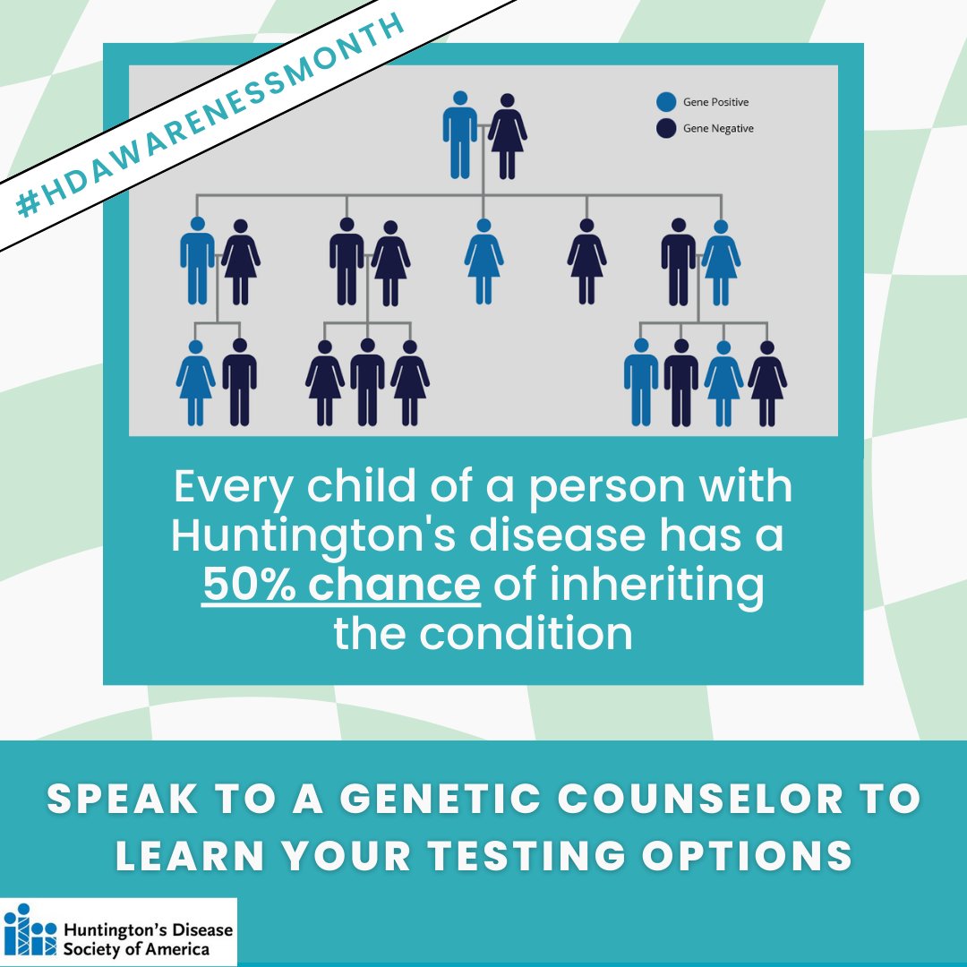 #Geneticcounseling is available for families with a history of Huntington Disease (#HD). Deciding whether or not to pursue #genetictesting for HD can be difficult and a #geneticcounselor can be a resource. hubs.li/Q02v3SMv0 #GeneChat #PrecisionMedicine #HDAwarenessMonth