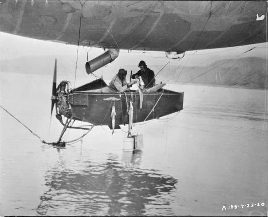 Fishing by airship in California 1920. This would make fishing the lakes up here in Wisconsin epic!!