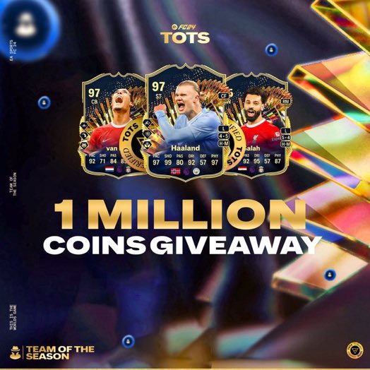 🚨 1 MILLION FIFA COIN GIVEAWAY FOR TOTS 💰 • RT + Like • Follow us + @UTcoinMerchant Winner announced Friday ⚡️ #FC24