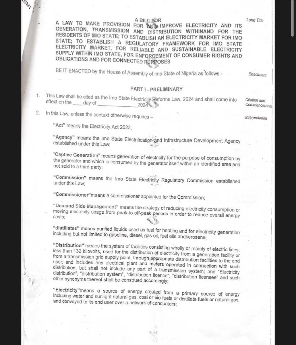 UPDATE: The Imo State Electricity Bill 2024 has been passed by the Imo State House of Assembly and now awaits assent by the Governor. The bill seeks to make provision for and improve electricity and it generation, transmission and distribution to Imo residents, to establish the…