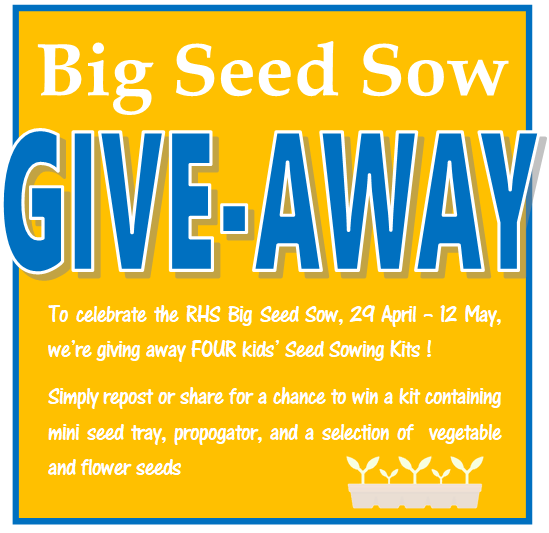 to celebrate #rhsbigseedsow this week, we’re giving away four kids’ Seed Sowing starter kits. just like and share this post for a chance to win one
*pick up locally