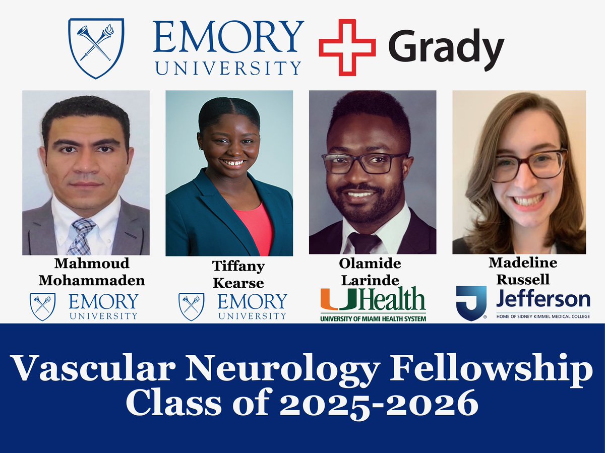 We are thrilled to share our Vascular Neurology Fellowship Match Results for 2025-26. Congratulations & welcome to the Emory/Grady Stroke family!