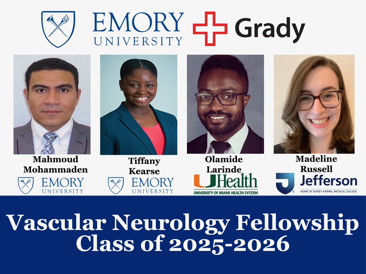 We are thrilled to share our Vascular Neurology Fellowship Match Results for 2025-26. Congratulations &amp; welcome to the Emory/Grady Stroke family!