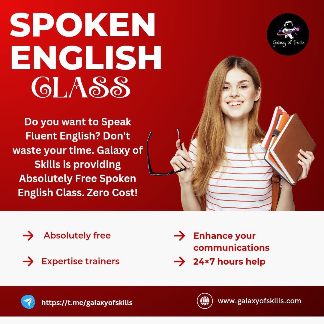 Unlock the power of language with Galaxy of Skills' FREE Spoken English class! 🚀🗣️ #LanguageMastery #FreeLearning #joinus #spoken #LearnEnglish