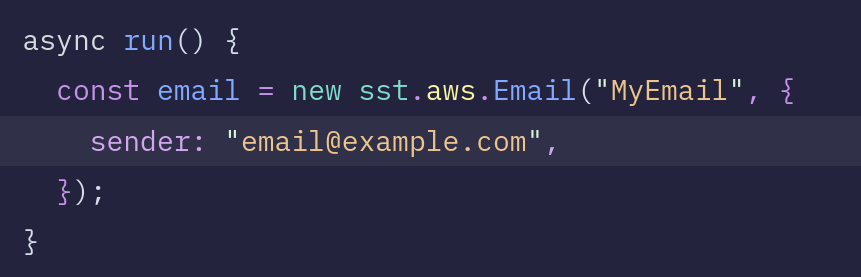 we're on a mission to eliminate every random SaaS provider in your stack sending email? directly use infra that handles billions of emails a day - all you have to do is define a sender quickstart in reply