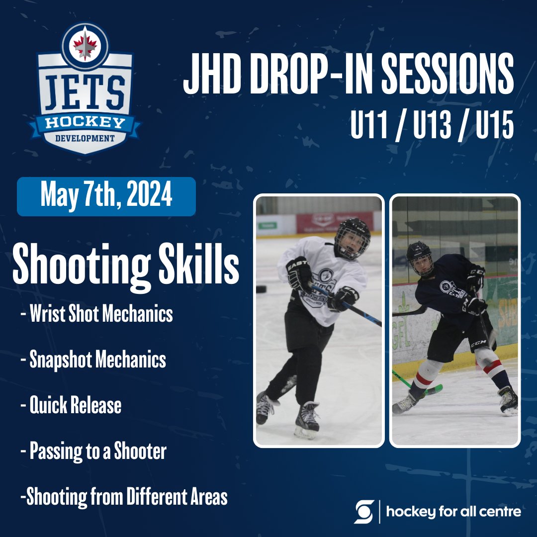 Looking to improve your shooting skills? 🎯

Join us next Tuesday for our drop-in session focusing on just that!

🎯 Wrist Shot Mechanics
🎯 Snapshot Mechanics
🎯 Quick Release
🎯Passing to a Shooter
🎯 Shooting from Different Areas

Register today: bit.ly/49iLeeU