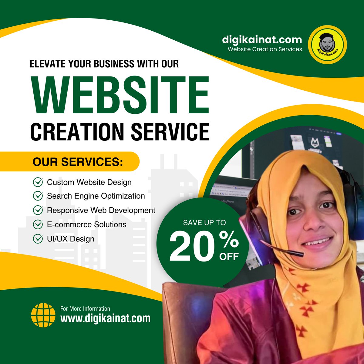 Ready to make your website shine? 💫 Let kainat tech wali
at digikainat.com work their magic! From responsive designs to SEO optimization, we've got you covered. Reach out today! #ResponsiveDesign #CustomWebsite #SEOExpert'