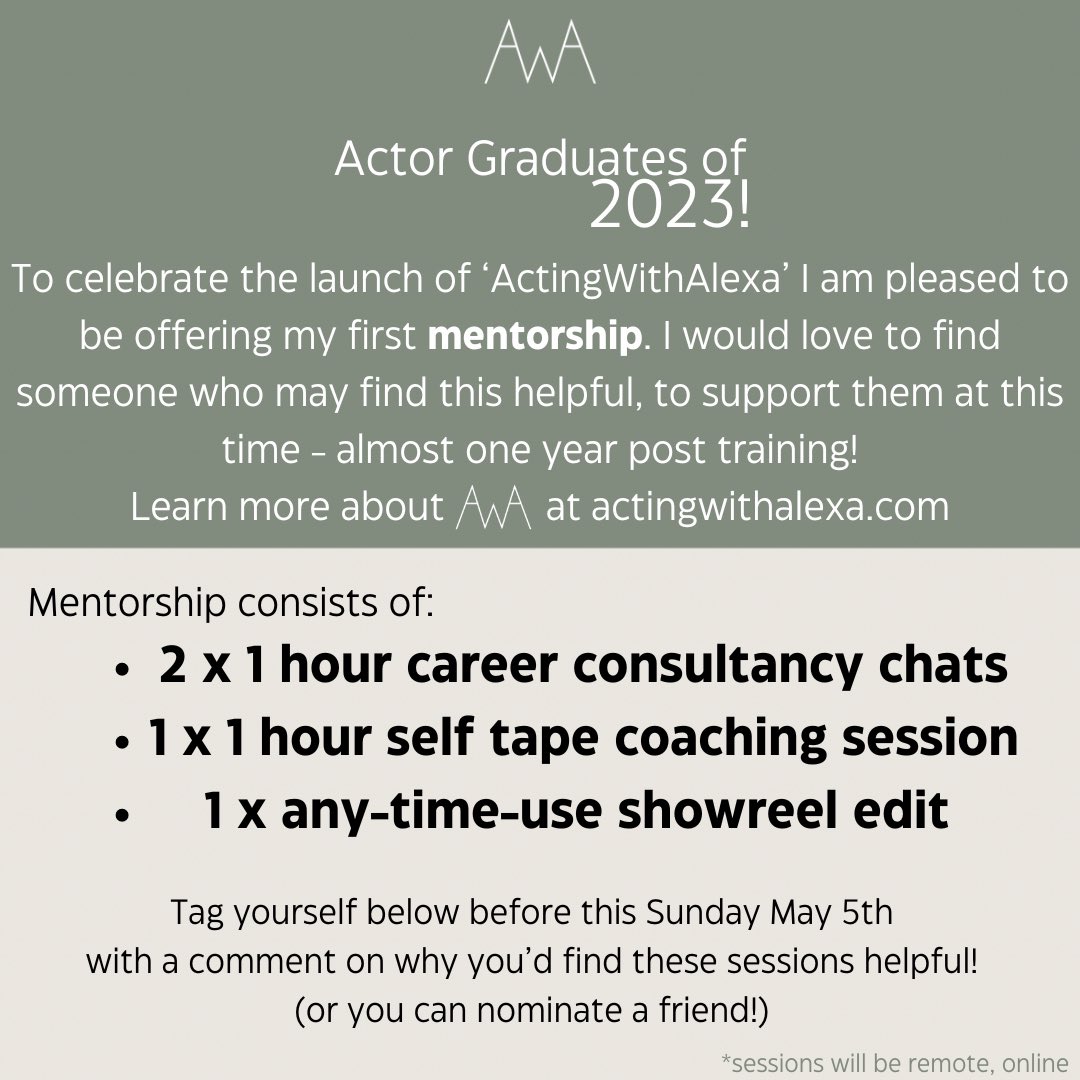 📢2023 GRADS!!🔔 Would you, or someone you know, find the below (free) mentorship useful? I would be honoured to help! Tag yourself below this tweet and share to spread the word! actingwithalexa.com